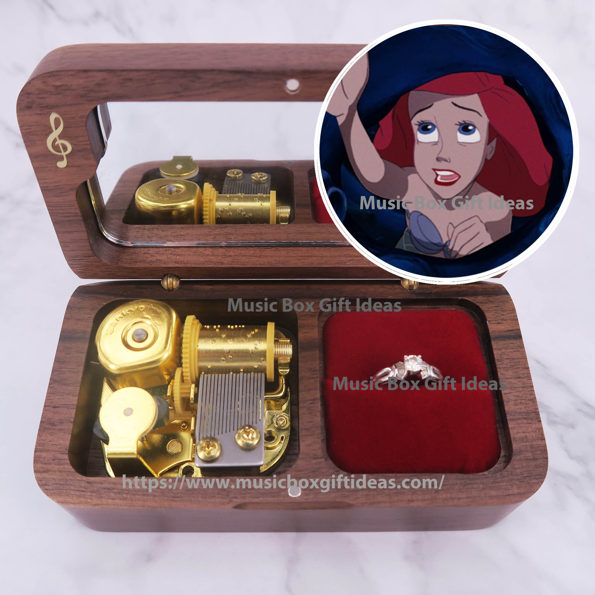 Disney The Little Mermaid Part of Your World 18-Note Jewelry Music Box Gift (Wooden Clockwork) - Music Box Gift Ideas