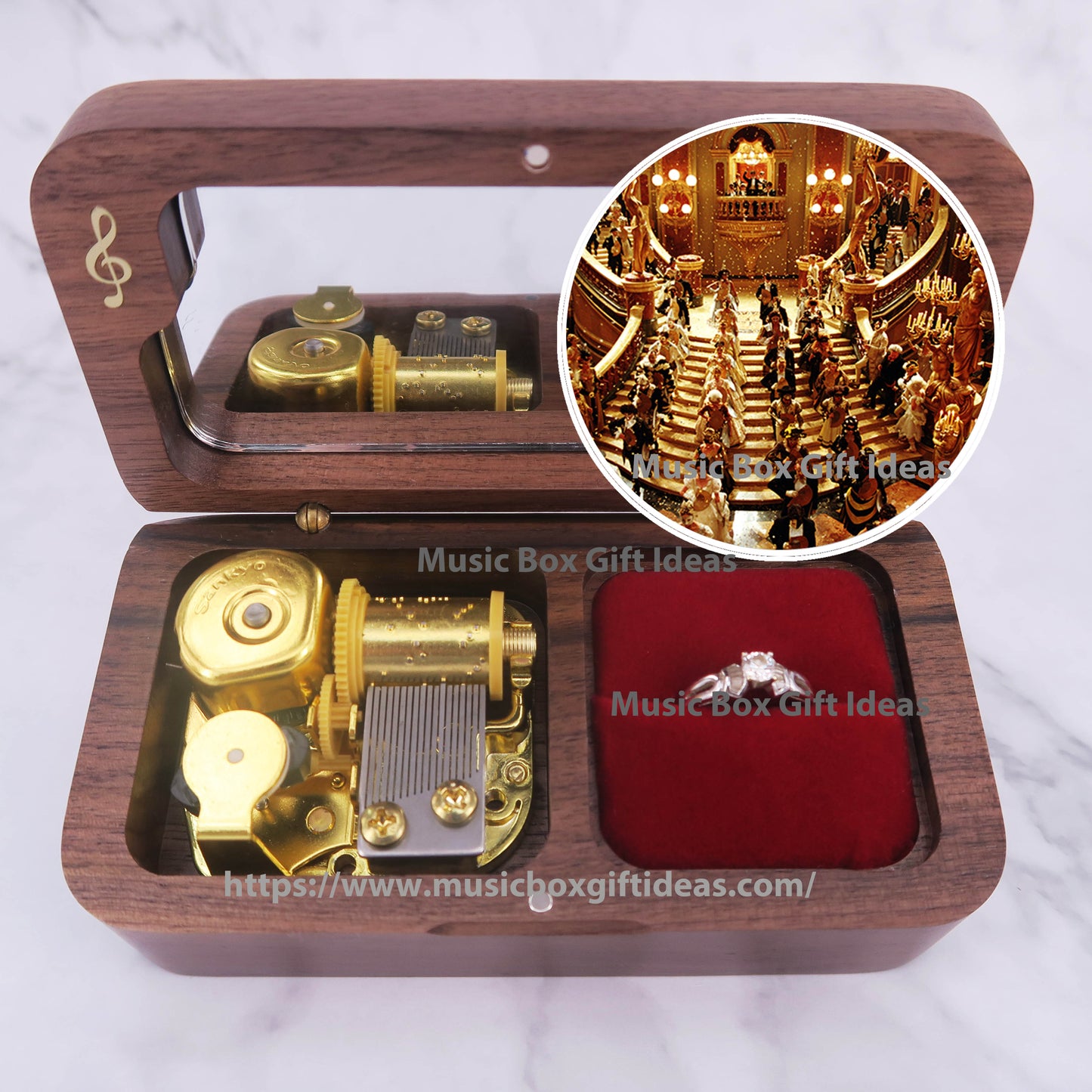 Musical The Phantom of the Opera Masquerade 18-Note Jewelry Music Box Gift (Wooden Clockwork) - Music Box Gift Ideas