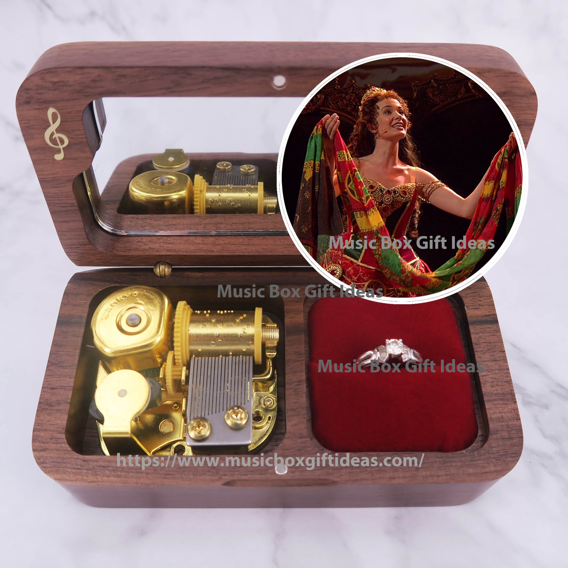 Personalized Musical The Phantom of the Opera Think of Me 18-Note Jewelry Music Box Gift (Wooden Clockwork) - Music Box Gift Ideas