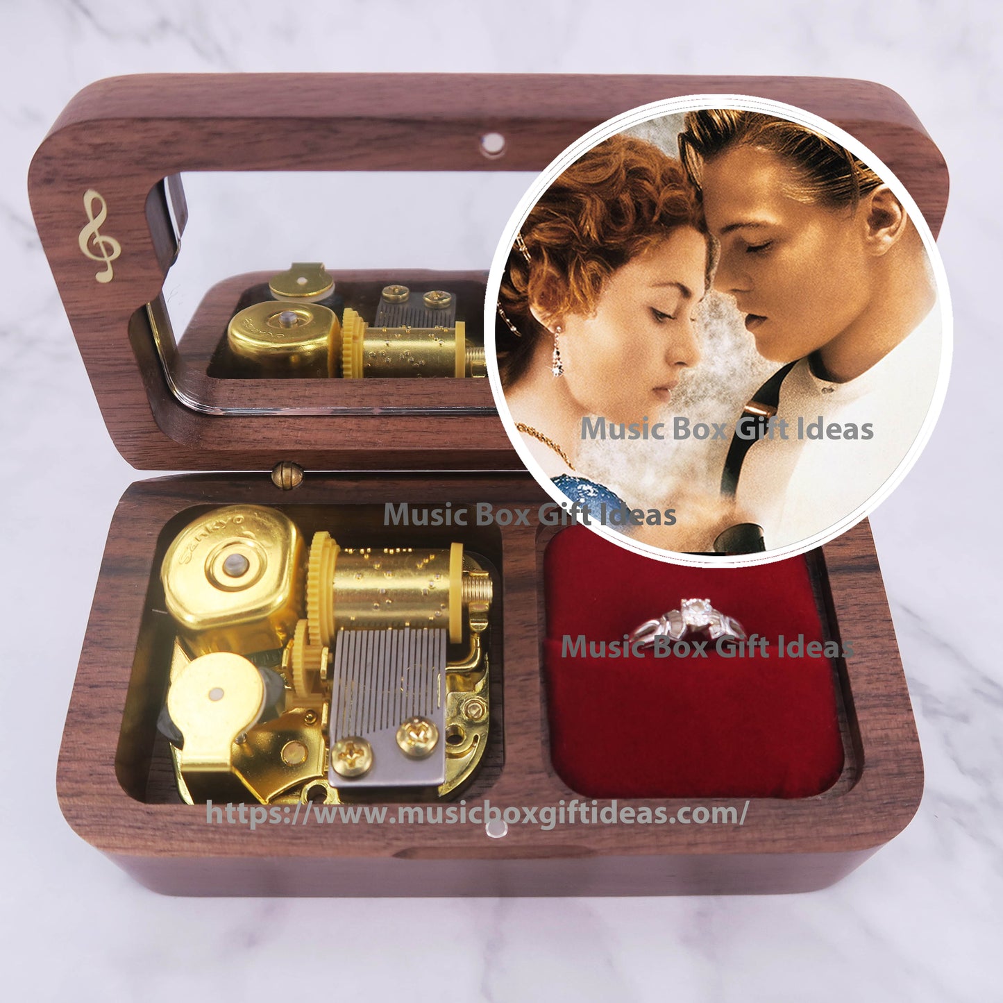 Movie Soundtrack Titanic My Heart Will Go On Celin Dion 18-Note Jewelry Music Box Gift (Wooden Clockwork) - Music Box Gift Ideas