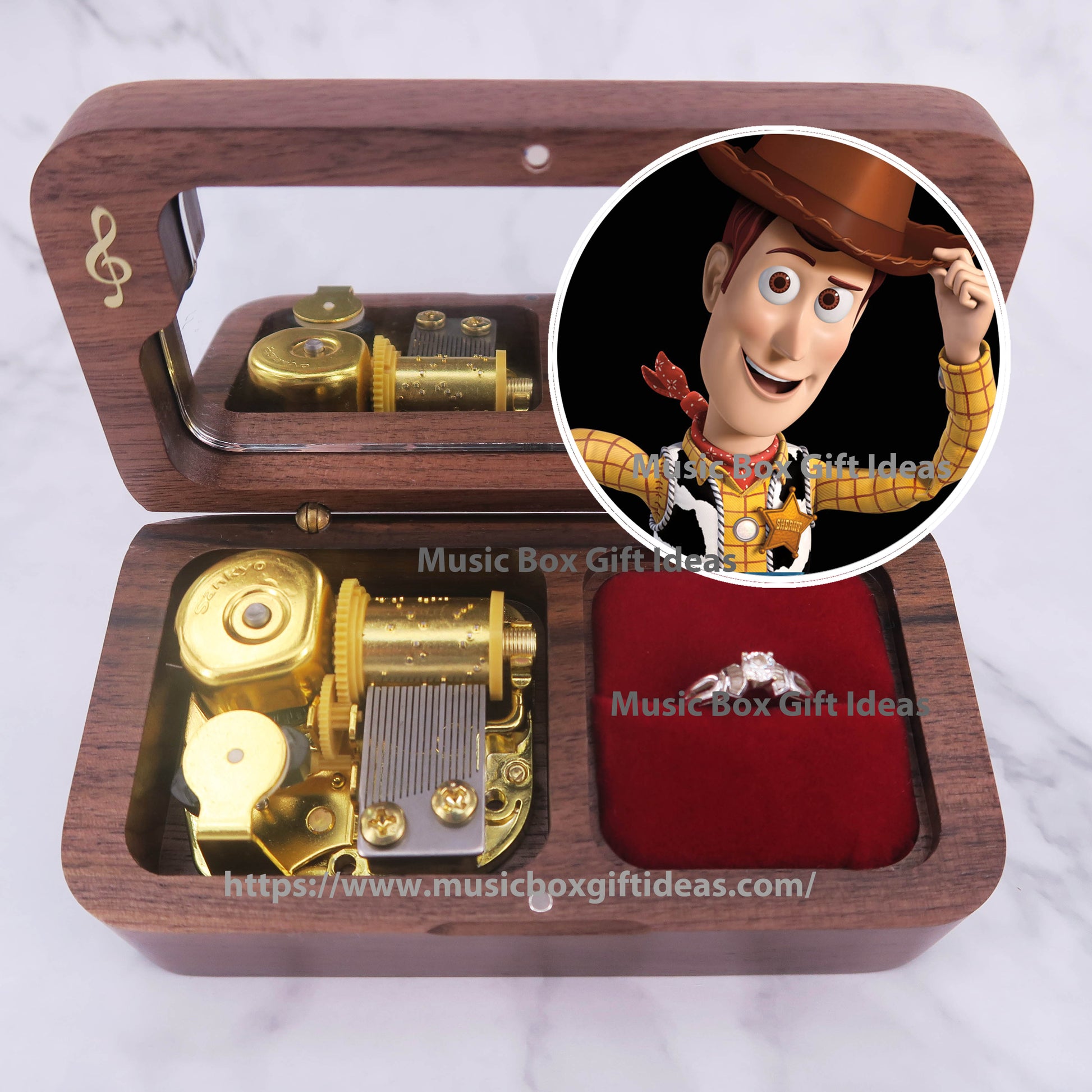 Disney Toy Story Soundtrack You've Got a Friend 18-Note Jewelry Music Box Gift (Wooden Clockwork) - Music Box Gift Ideas