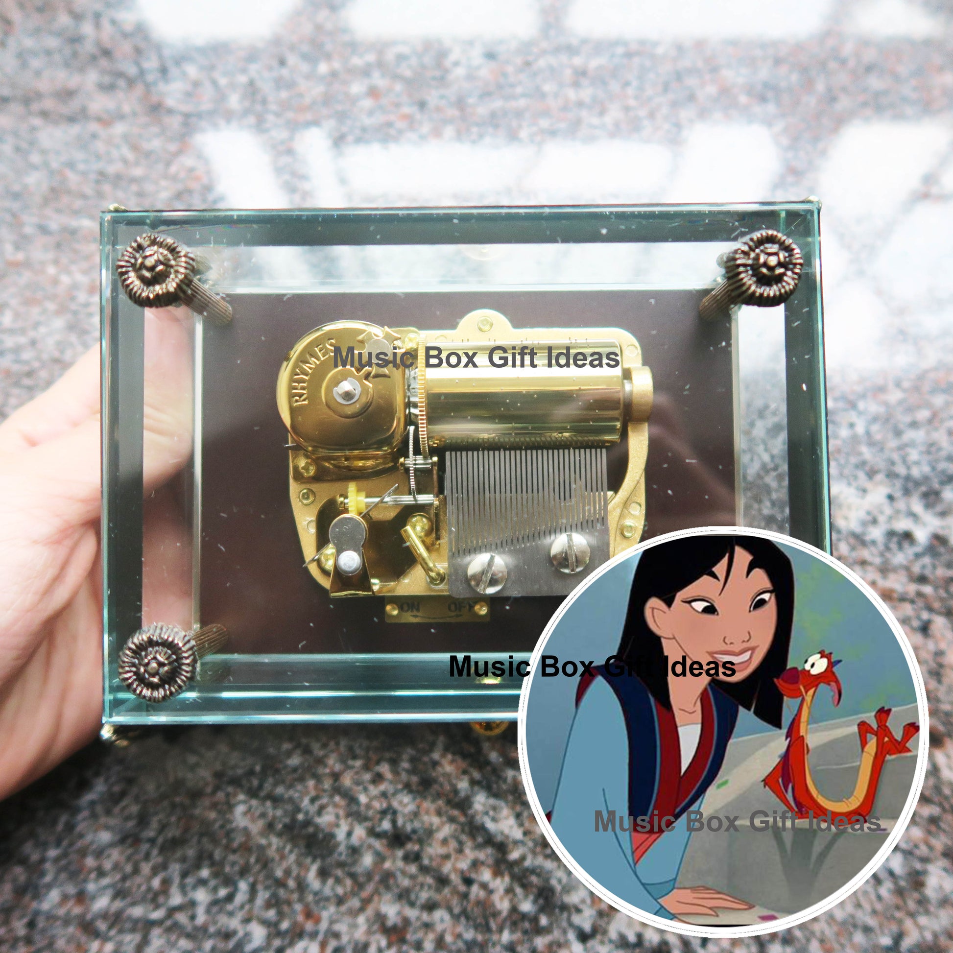 Disney Mulan Reflection 30-Note Wind-Up Music Box Gift (Glass) - Music Box Gift Ideas