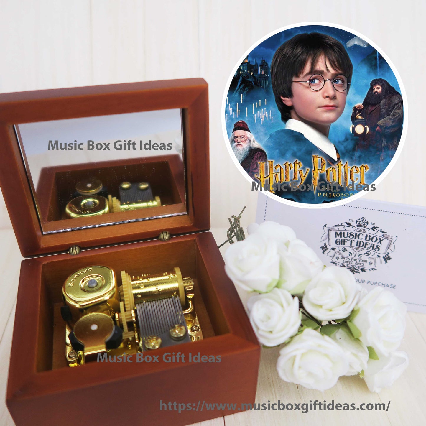 Harry Potter Hedwig's Theme Soundtrack 18-Note Music Box Gift (Wooden Clockwork) - Music Box Gift Ideas