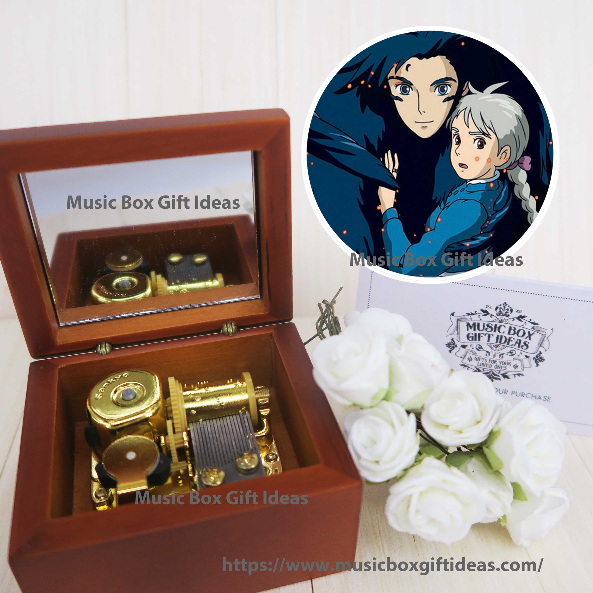 Howl's Moving Castle Merry Go Round of Life from Studio Ghibli 18-Note Music Box Gift (Wooden Clockwork) - Music Box Gift Ideas
