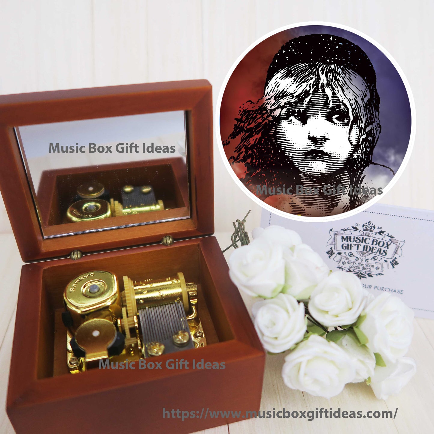 Personalized Musical Les Misérables I Dreamed A Dream 18-Note Music Box Gift (Wooden Clockwork) - Music Box Gift Ideas