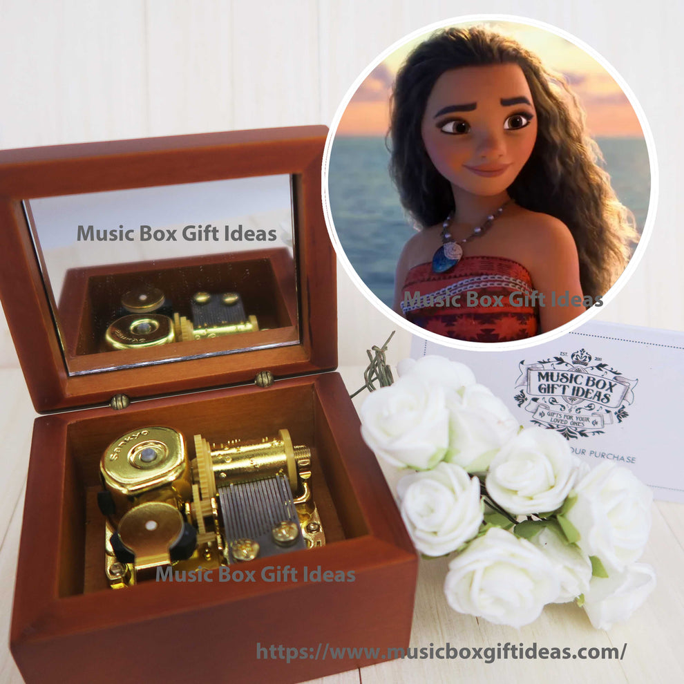 Personalized Disney Moana How Far I'll Go 18Note Music Box Gift (Wood
