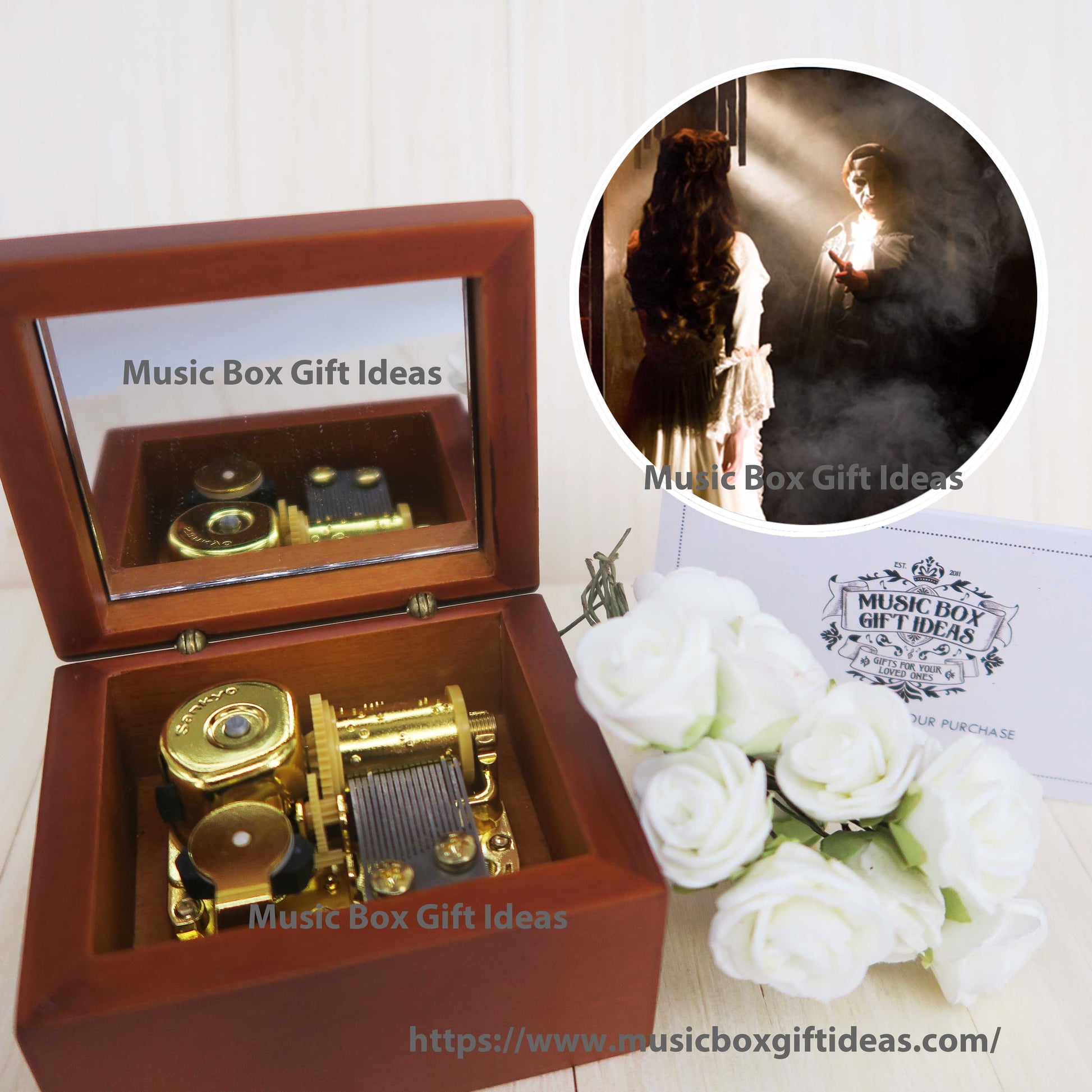Musical The Phantom of the Opera Angel of Music 18-Note Music Box Gift (Wooden Clockwork) - Music Box Gift Ideas