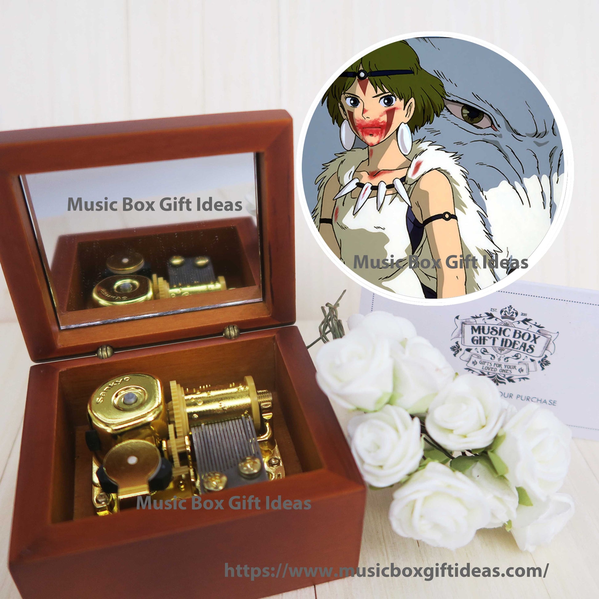 Princess Mononoke Legend of Ashitaka from Studio Ghibli 18-Note Music Box Gift (Wooden Clockwork) - Music Box Gift Ideas
