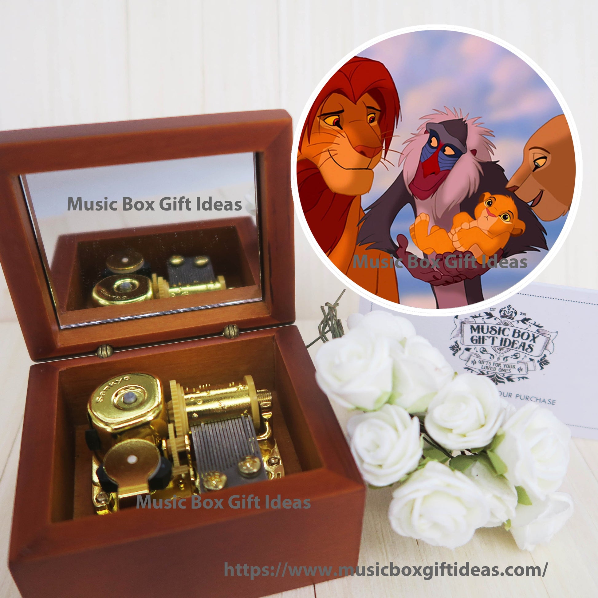 Disney The Lion King Soundtrack Circle of Life Simba 18-Note Music Box Gift (Wooden Clockwork) - Music Box Gift Ideas