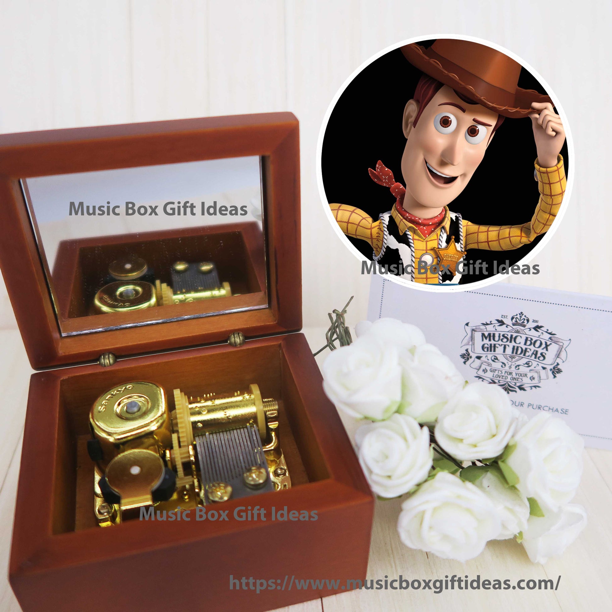 Disney Toy Story Soundtrack You've Got a Friend in Me 18-Note Music Box Gift for Friends Graduation (Wooden Clockwork) - Music Box Gift Ideas