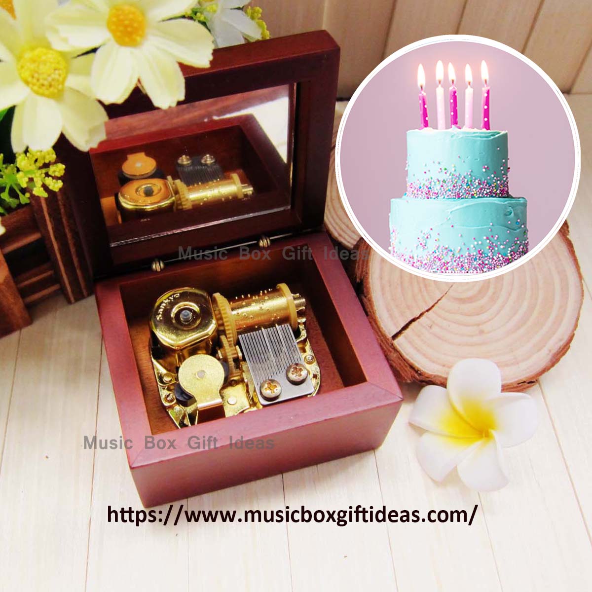 Happy Birthday Sankyo 18-Note Music Box Gift (Wooden Clockwork) - Music Box Gift Ideas